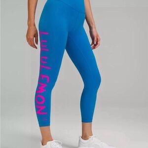 Lululemon Ed Curtis graffiti-style Leggings, Blue, Limited Edition